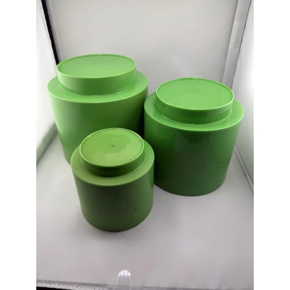 Set Of 3 Lawnware VTG Plant Pots Plastic Nesting Green Footed Retro Sturdy